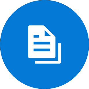 White document icon on a blue circle.
